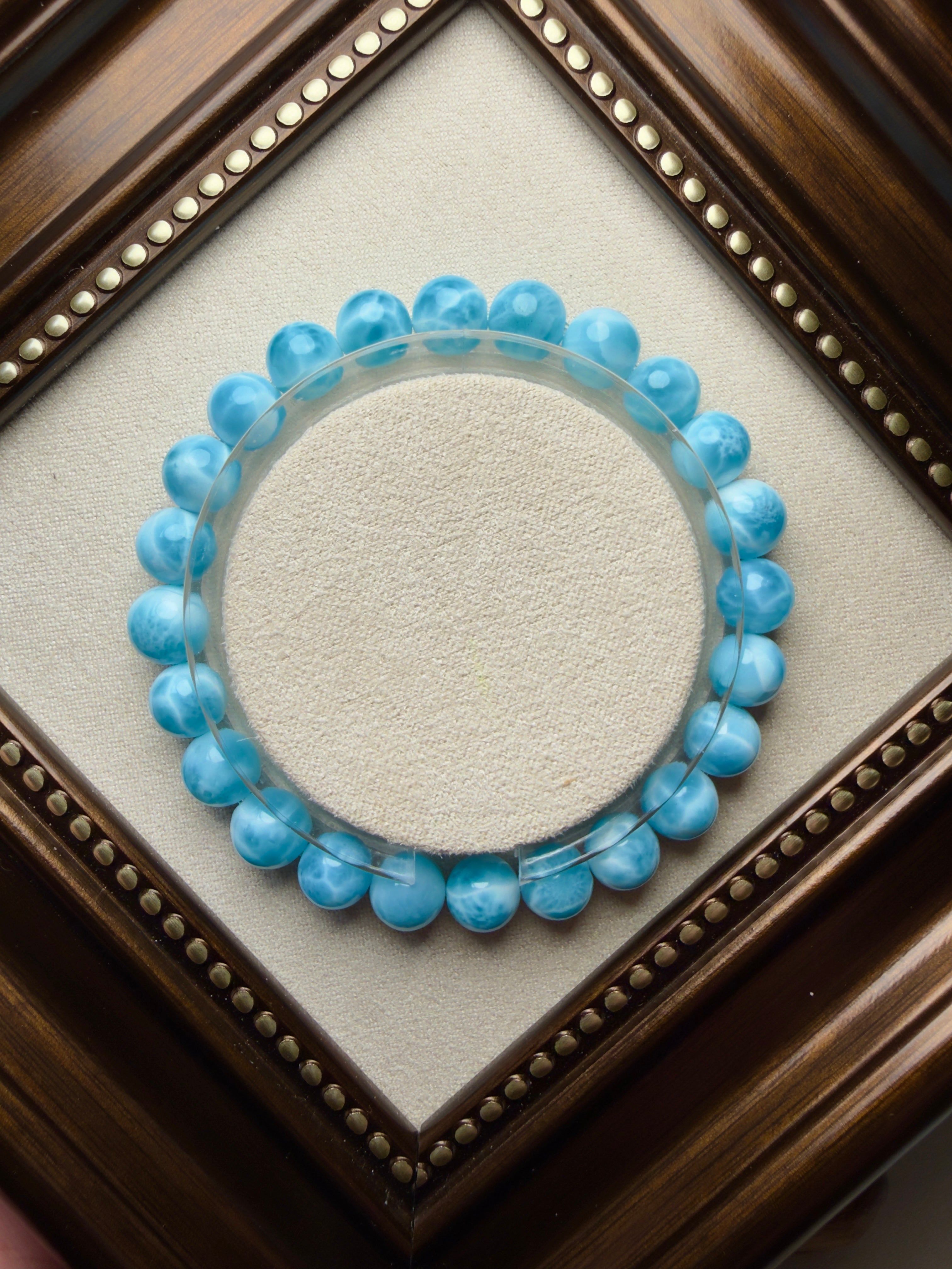 Top Grade Icy Volcano Blue Larimar 8mm