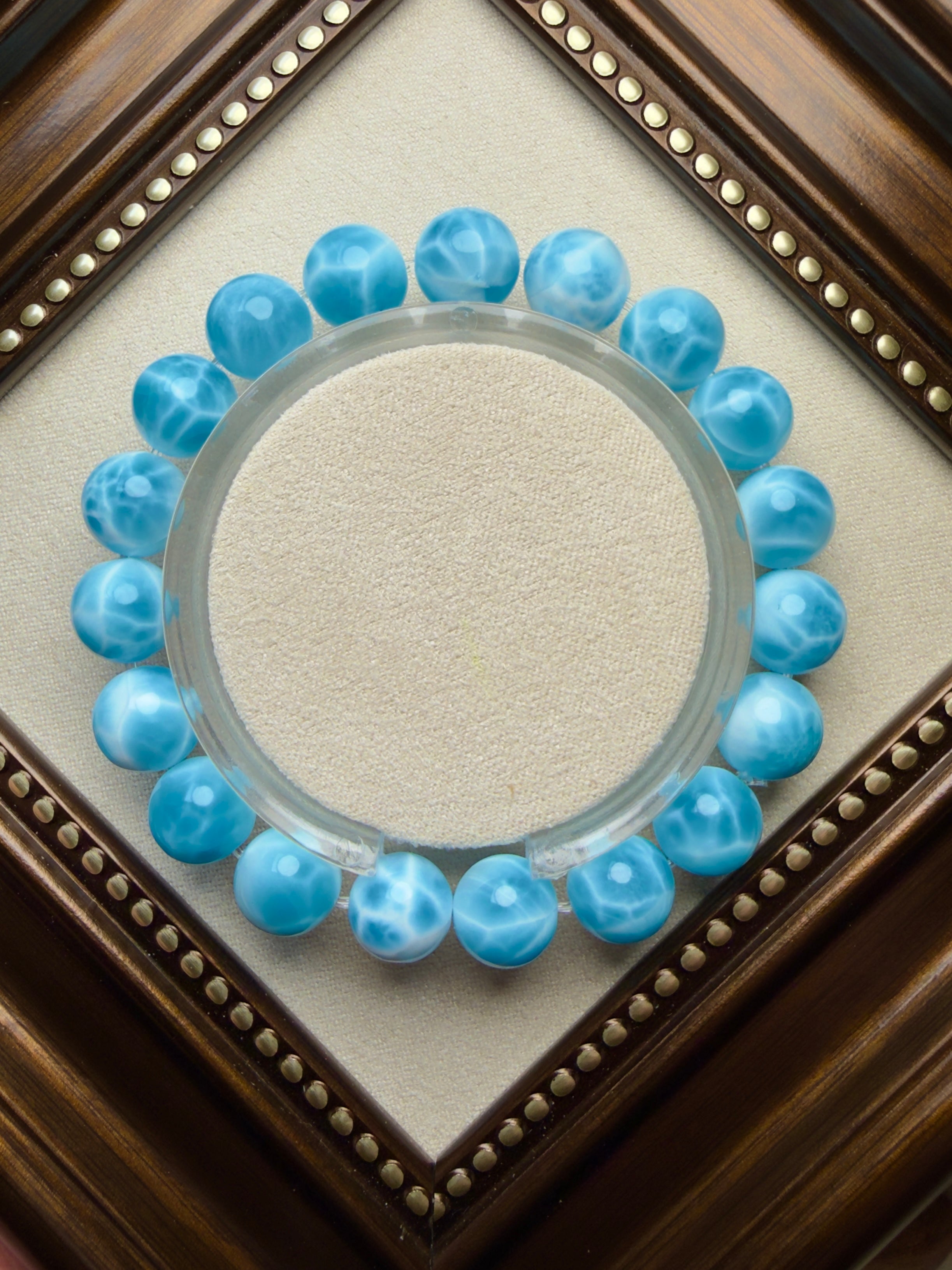 Top Grade Icy Volcano Blue Larimar 10mm